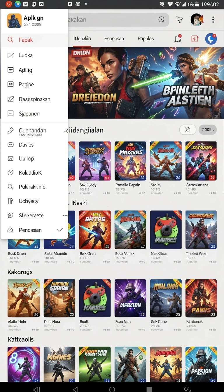 Halaman katalog dengan daftar aplikasi yang tersusun rapi.